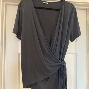 Elegant Gray Wrap Top XL